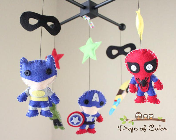 Super Heroes Mobile, Baby Crib Mobile, Boys Nursery Room Decor