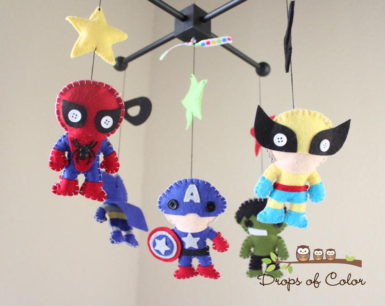 Super Heroes Mobile, Baby Crib Mobile, Boys Nursery Room Decor