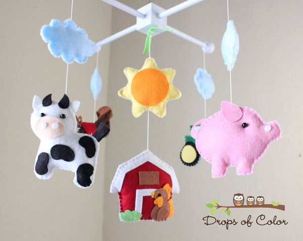 Farm Mobile, Baby Crib Mobile, Old MacDonald Nursery Room Decor
