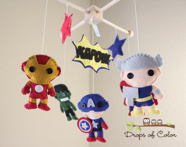 Super Heroes Mobile, Baby Crib Mobile, Boys Nursery Room Decor