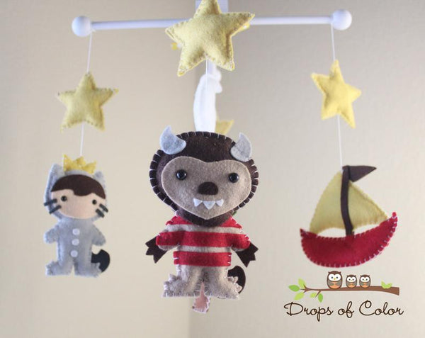 Monsters Mobile, Baby Crib Mobile, Nursery Decor Inspired by Where the Wild Things Are