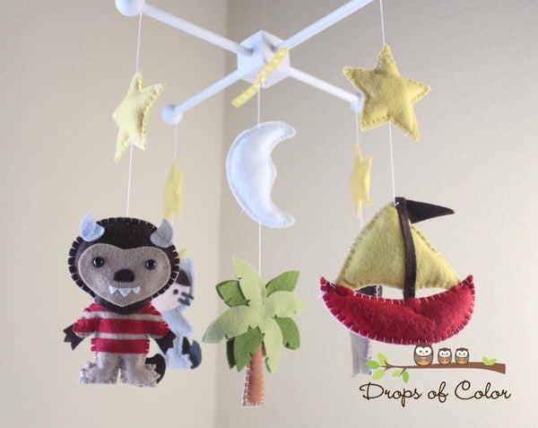 Monsters Mobile, Baby Crib Mobile, Nursery Decor Inspired by Where the Wild Things Are