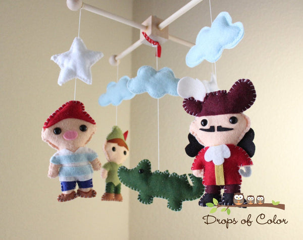 Peter Pan Mobile, Baby Crib Mobile, Pirates Nursery Room Decor