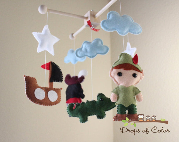 Peter Pan Mobile, Baby Crib Mobile, Pirates Nursery Room Decor