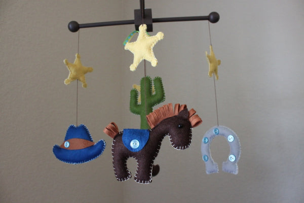 Cowboy Mobile, Baby Crib Mobile, Rodeo Horse Nursery Room Decor