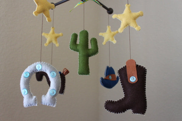 Cowboy Mobile, Baby Crib Mobile, Rodeo Horse Nursery Room Decor
