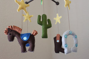 Cowboy Mobile, Baby Crib Mobile, Rodeo Horse Nursery Room Decor