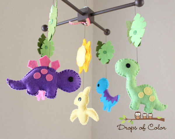Dinosaurs Mobile, Baby Crib Mobile, Dino T-Rex Girl's Nursery Room Decor