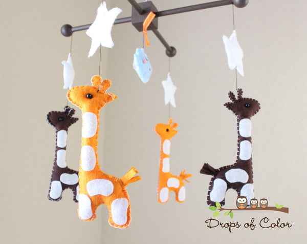 Giraffes Mobile, Baby Crib Mobile, Jungle Safari Animals Nursery Room Decor