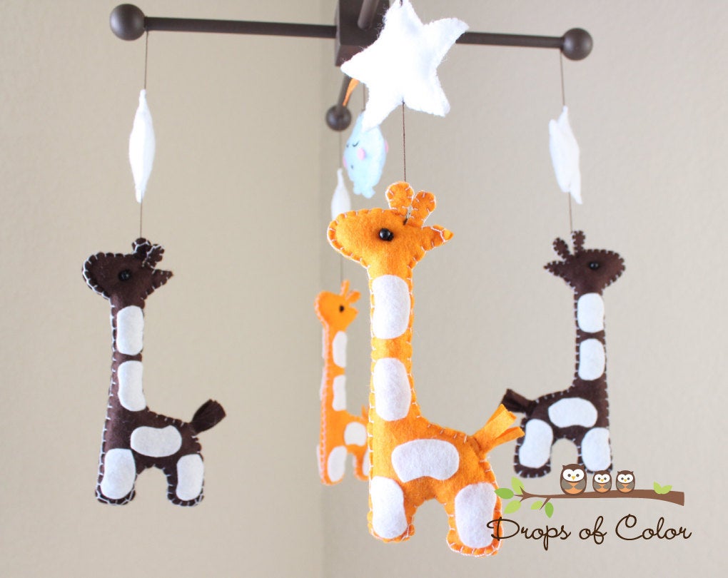 Giraffes Mobile, Baby Crib Mobile, Jungle Safari Animals Nursery Room