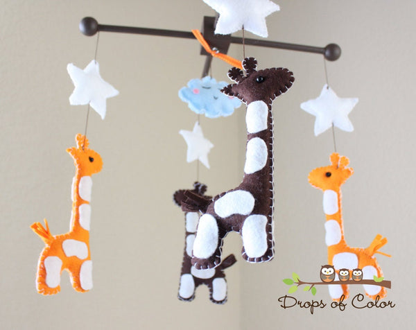 Giraffes Mobile, Baby Crib Mobile, Jungle Safari Animals Nursery Room Decor