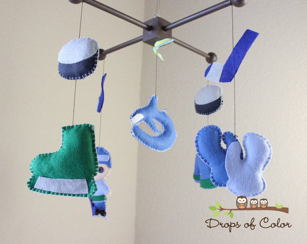 Hockey Mobile, Baby Crib Mobile, Sports Hockey Team, Boys Nursery Room Decor