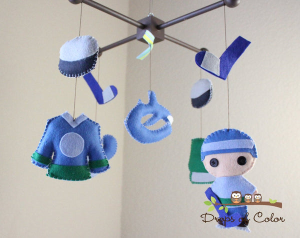 Hockey Mobile, Baby Crib Mobile, Sports Hockey Team, Boys Nursery Room Decor