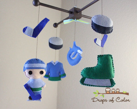 Hockey Mobile, Baby Crib Mobile, Sports Hockey Team, Boys Nursery Room Decor