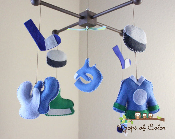 Hockey Mobile, Baby Crib Mobile, Sports Hockey Team, Boys Nursery Room Decor