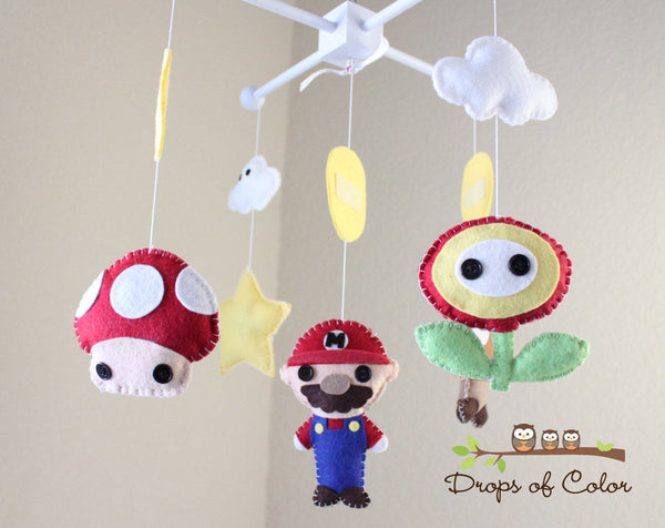 Mario Bros Mobile, Baby Crib Mobile, Video Game Nursery Room Decor