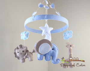 Safari Mobile, Circle Frame Baby Crib Mobile, Animals Nursery Room Decor