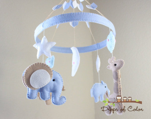 Safari Mobile, Circle Frame Baby Crib Mobile, Animals Nursery Room Decor