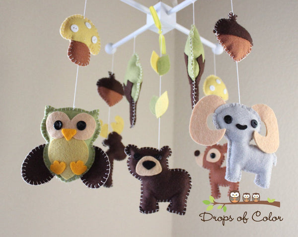 Forest Mobile, Wood Forest Baby Crib Mobile, Nursery Room Decor