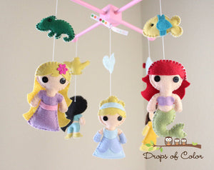 Princess Mobile, Baby Crib Mobile, Princesses Nursery Room Decor