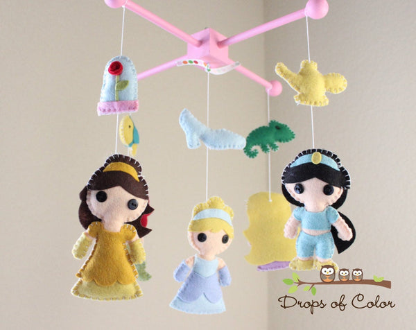 Princess Mobile, Baby Crib Mobile, Princesses Nursery Room Decor