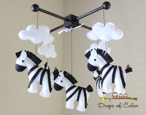 Zebras Mobile, Baby Crib Mobile, Jungle Safari Animals Nursery Room Decor