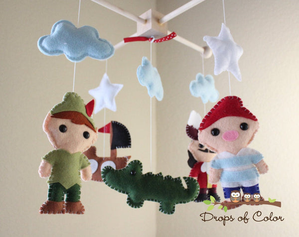 Peter Pan Mobile, Baby Crib Mobile, Pirates Nursery Room Decor