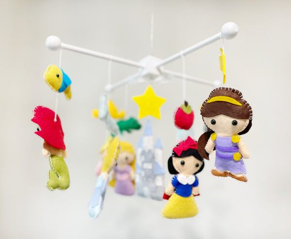 Princess Mobile, Baby Crib Mobile, Princesses Nursery Room Decor