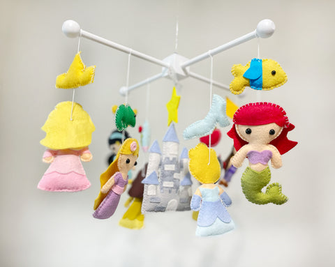 Princess Mobile, Baby Crib Mobile, Princesses Nursery Room Decor