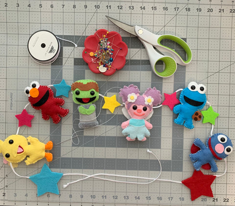 Sesame Street Garland, Stuffed Plush Toys Banner, Nursery Room Wall Decor, Elmo Big Bird