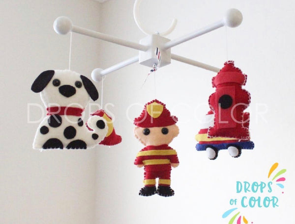 Fireman Mobile, Crib Mobile Decor, Heroes of the World, Nursery Decor