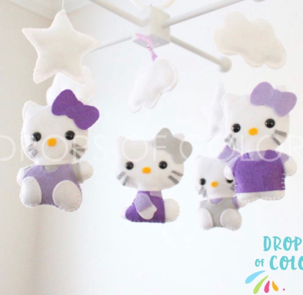 Hello Kitty Mobile, Girl Nursery Room, Nursery Decor, Baby Crib Mobile