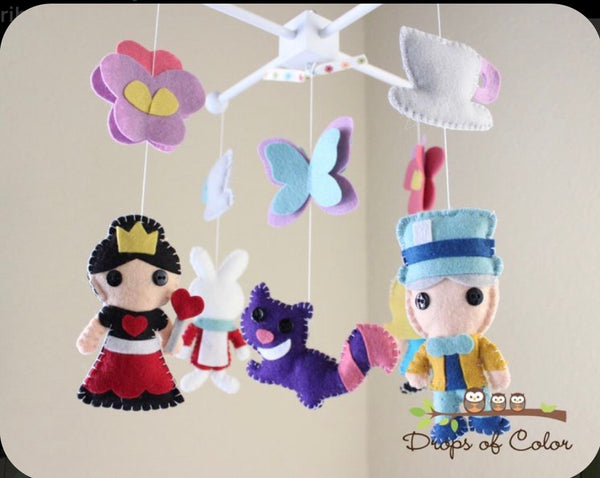 Alice in Wonderland Mobile, Baby Crib Mobile, Nursery Decor