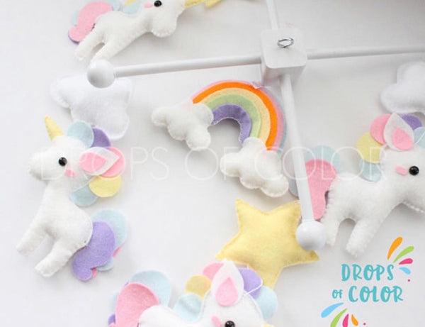 Unicorn Mobile, Baby Crib Mobile, Whimsical Pastel Unicorn, Girl Nursery Room Decor