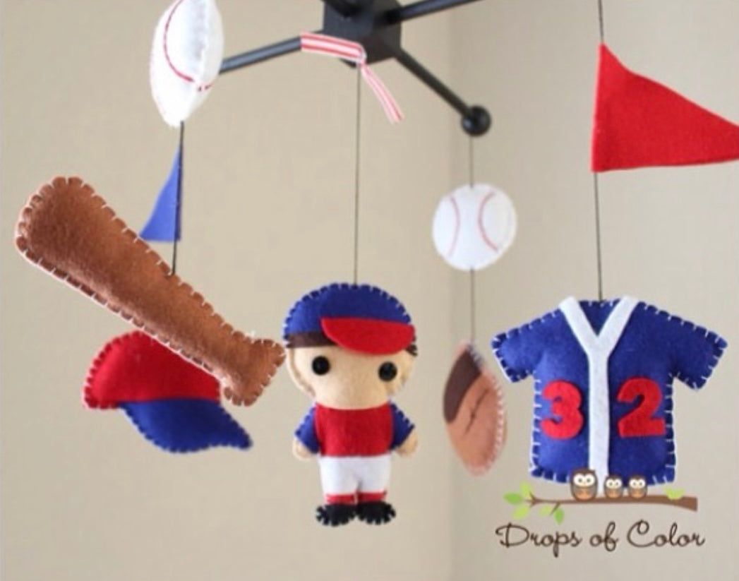 Baseball Mobile, Baby Crib Mobile, Sports Baseball Team, Nursery Room Decor