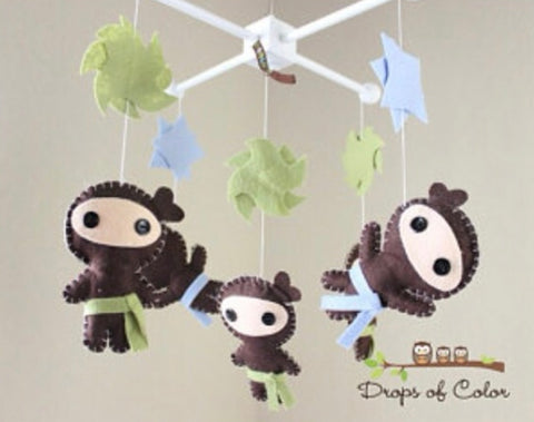 Ninja Mobile, Baby Crib Mobile, Martial Arts Nursery Room Decor