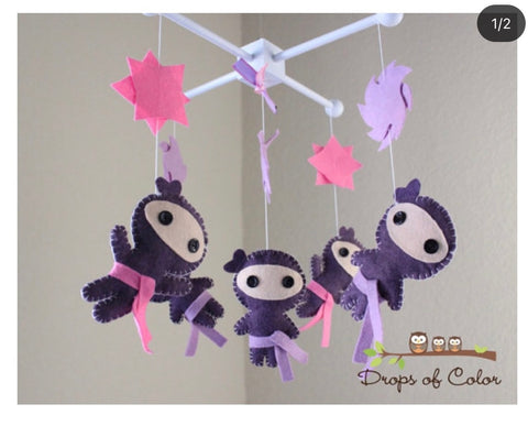 Ninja Mobile, Baby Crib Mobile, Martial Arts Nursery Room Decor