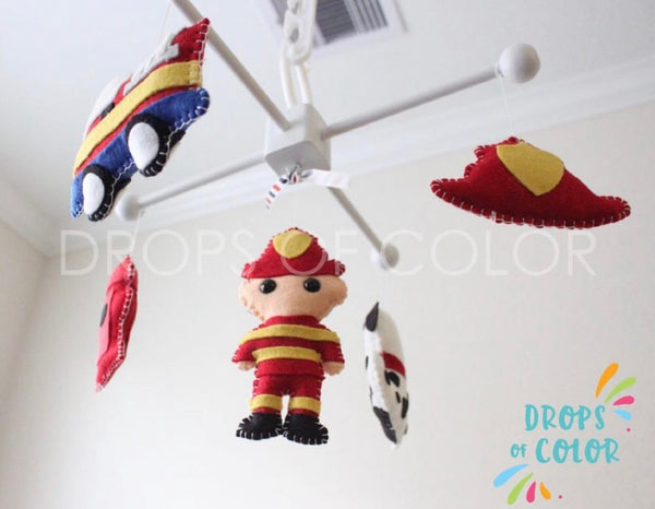 Fireman Mobile, Crib Mobile Decor, Heroes of the World, Nursery Decor