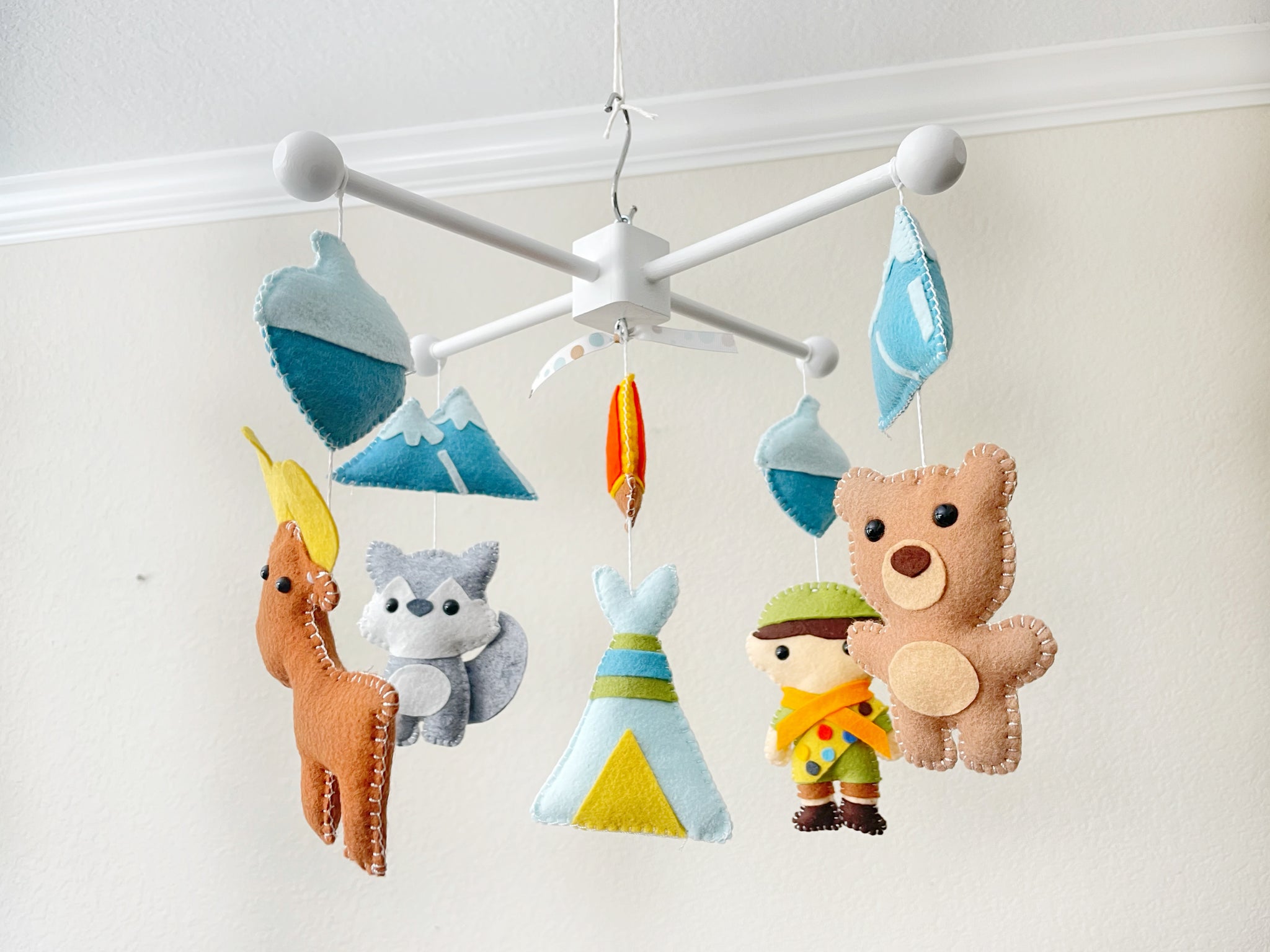 Camping Mobile, Baby Crib Mobile, Nature Park Mobile, Nursery Room Decor