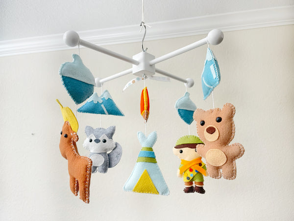 Camping Mobile, Baby Crib Mobile, Nature Park Mobile, Nursery Room Decor