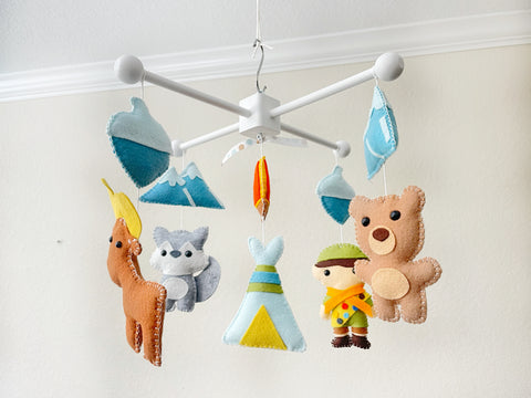Camping Mobile, Baby Crib Mobile, Nature Park Mobile, Nursery Room Decor