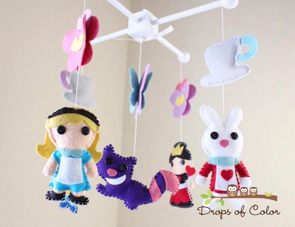 Alice in Wonderland Mobile, Baby Crib Mobile, Nursery Decor –  Dropsofcolorshop