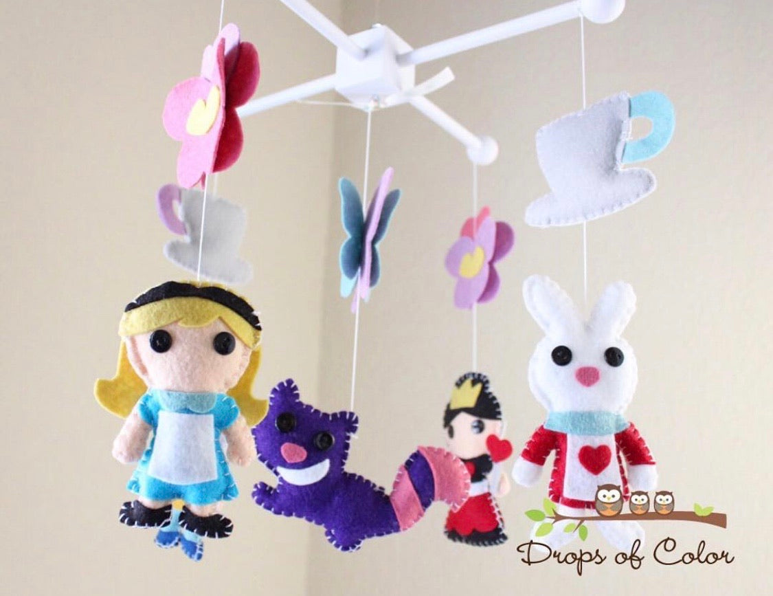 Alice in Wonderland Mobile, Baby Crib Mobile, Nursery Decor