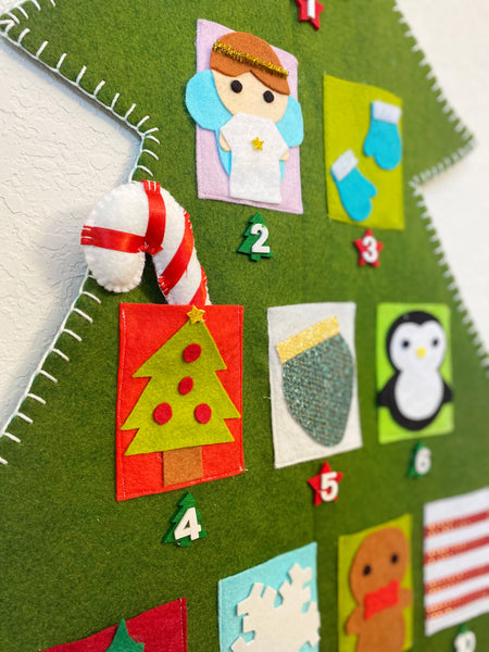 Advent Christmas Tree Calendar for Kids Toddlers, Family Tradition, Christmas Decoration, Christmas Countdown