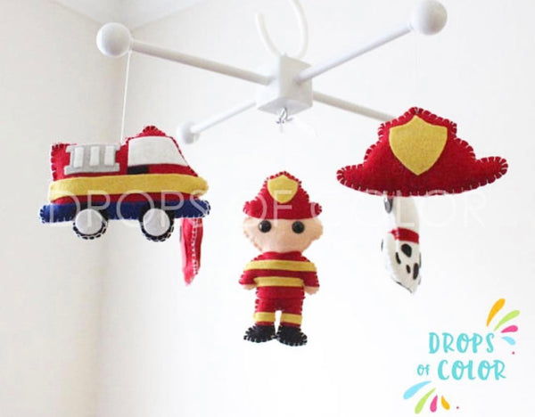 Fireman Mobile, Crib Mobile Decor, Heroes of the World, Nursery Decor