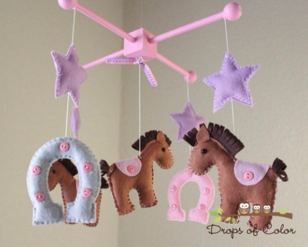 Cowboy Mobile, Baby Crib Mobile, Rodeo Horse Nursery Room Decor
